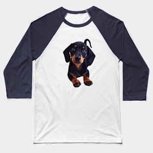 Dachshund Puppy Black and Tan Smooth wiener Baseball T-Shirt